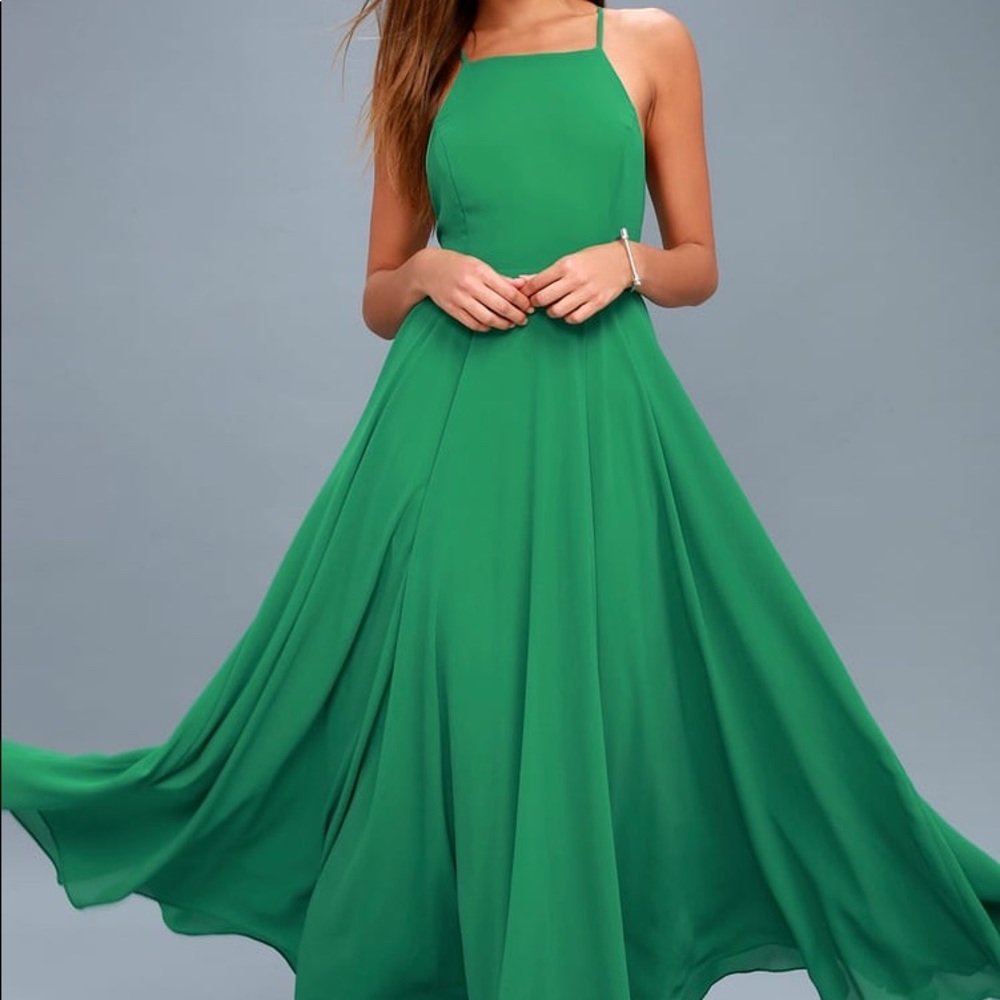 Lulus Long Green Maxi Dress